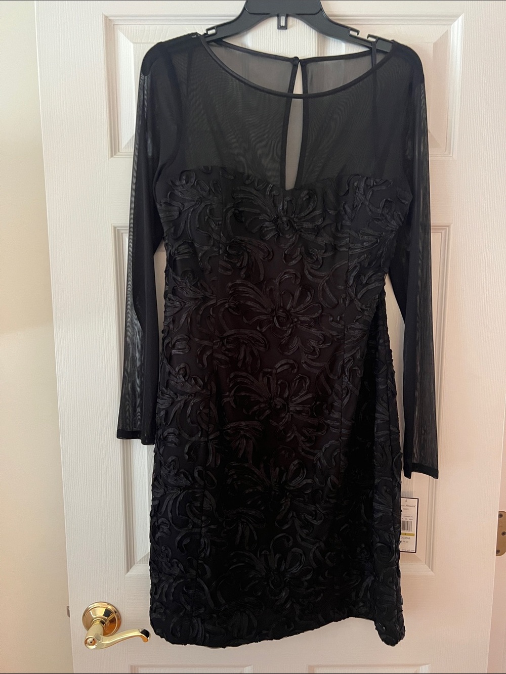 Jessica Howard Black Long Sleeve Floral Appliqué Dress